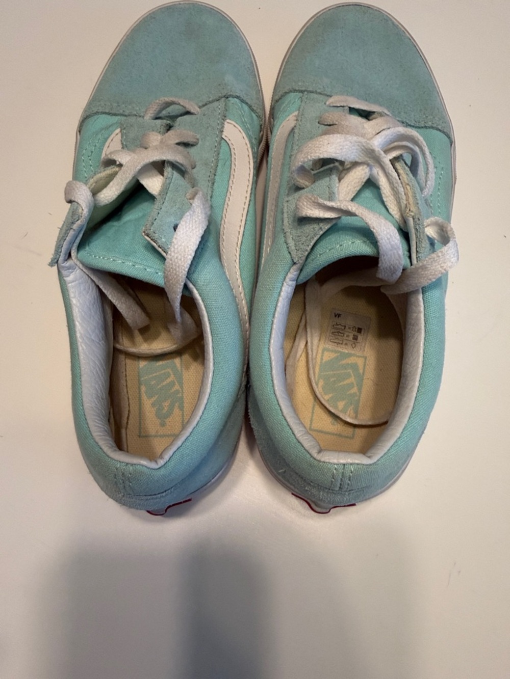 Vans Old Skool Sneakers in Light Teal and White Suede/Canvas NWOB Sz 6 youth - Picture 3 of 6